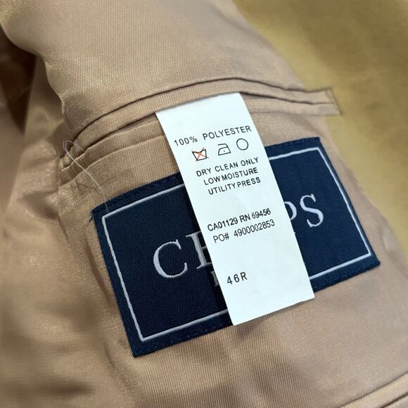Chaps Ralph Lauren Mens Blazer Tan Faux Suede 2 Button Jacket Sport Coat 46R - Picture 3 of 6